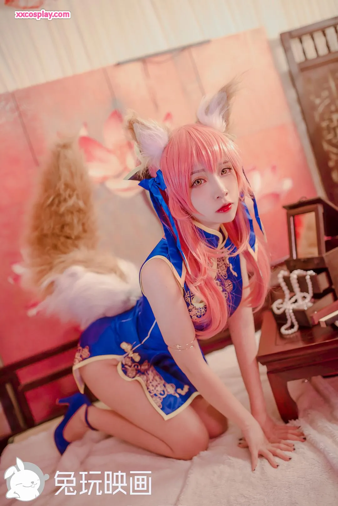 兔玩映画 玉藻前蓝旗袍